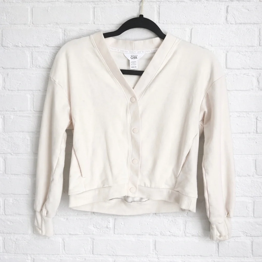 Athleta Girl Cardigan Cardi Jacket size medium 8-10 gym dance cheer layer